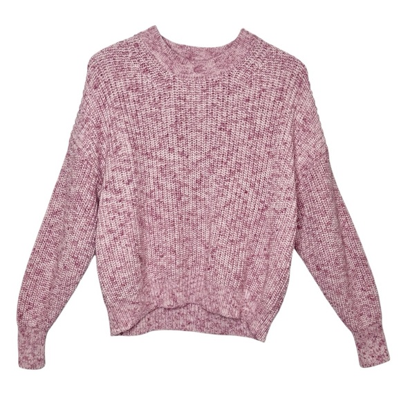 J. Crew Sweaters - J. Crew Pink Marled Cotton Blend Women’s Chunky Crew Neck Preppy Sweater Sz M
